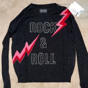 Zadig & Voltaire Rock CP Strass Women's Sweater S Black Cashmere Sequin $398